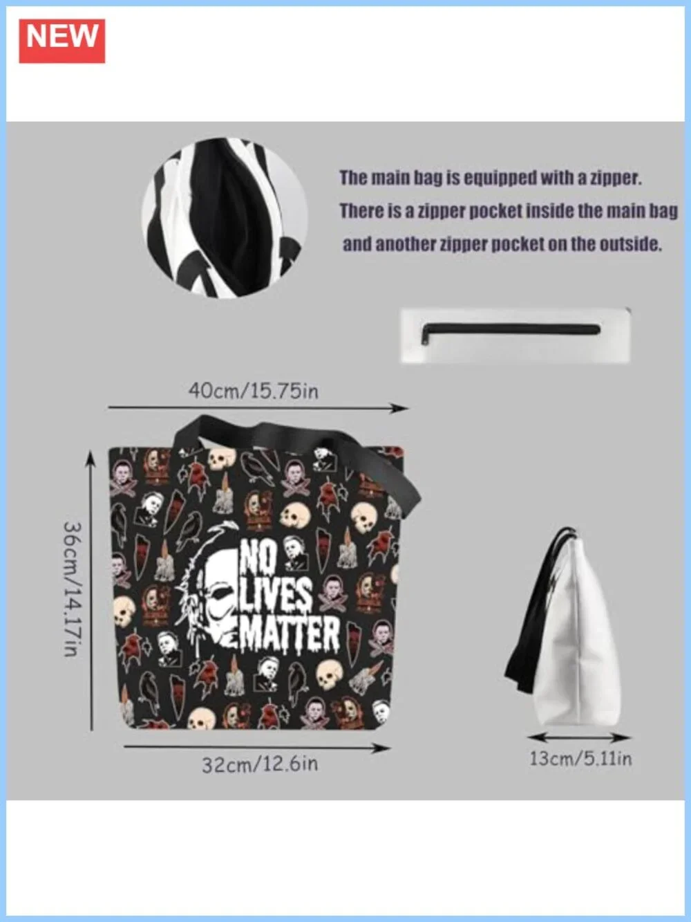 Funny Horror Movie Tote Bag Canvas Spooky Gift